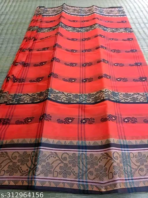 SM Women Cotton Woven Design Saree Without Blouse