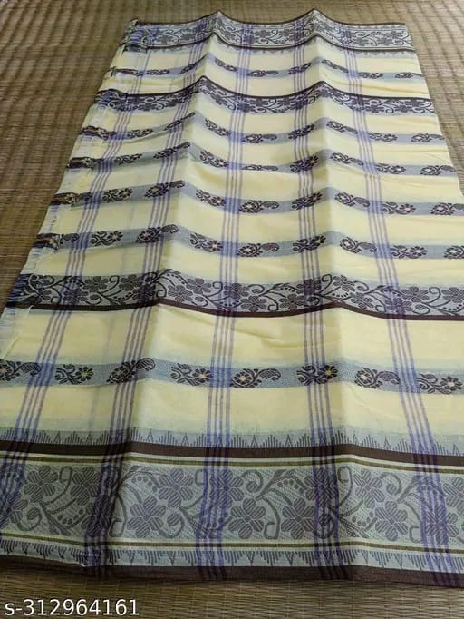 SM Women Cotton Woven Design Saree Without Blouse