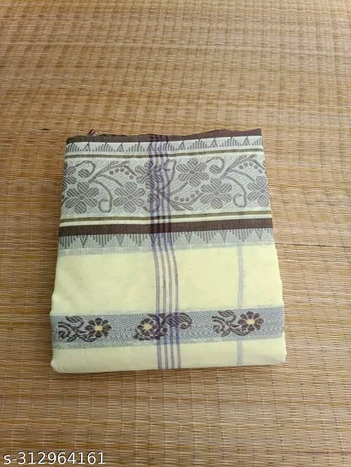 SM Women Cotton Woven Design Saree Without Blouse