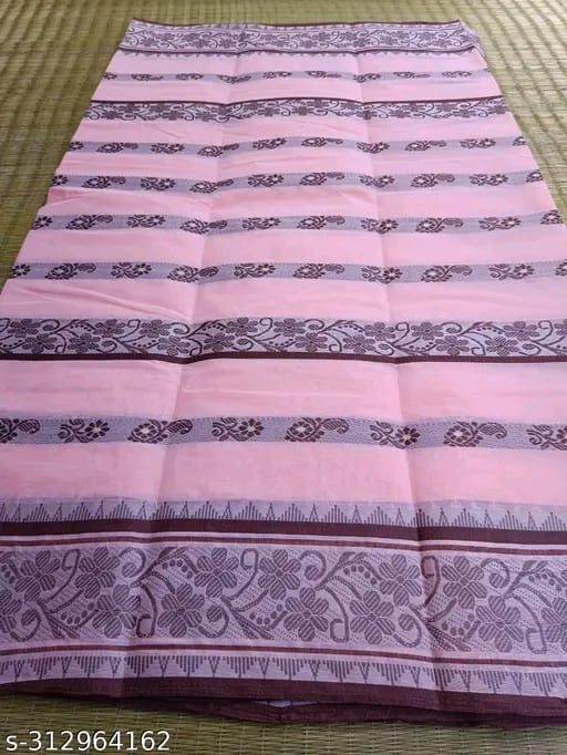 SM Women Cotton Woven Design Saree Without Blouse