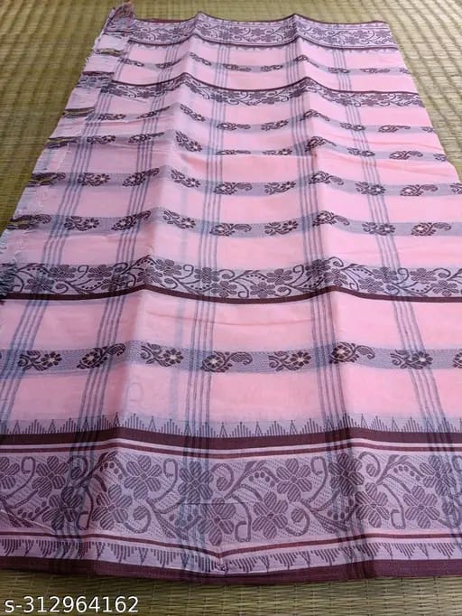 SM Women Cotton Woven Design Saree Without Blouse
