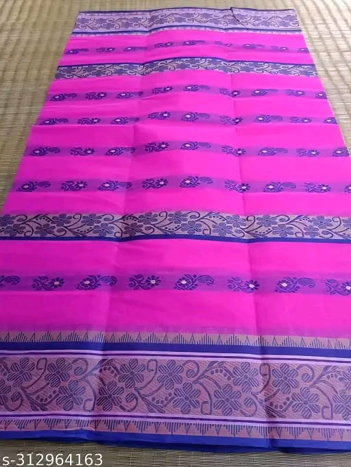 SM Women Cotton Woven Design Saree Without Blouse