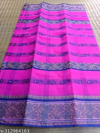 SM Women Cotton Woven Design Saree Without Blouse