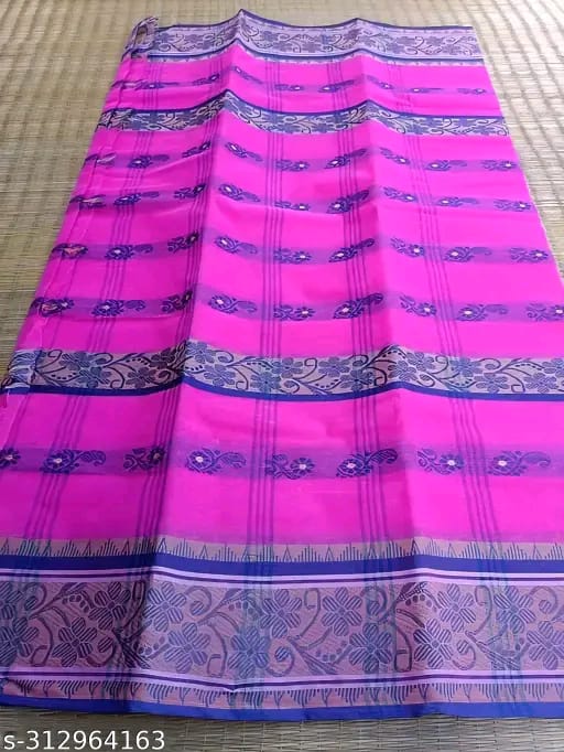 SM Women Cotton Woven Design Saree Without Blouse
