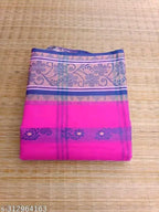 SM Women Cotton Woven Design Saree Without Blouse