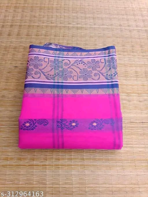 SM Women Cotton Woven Design Saree Without Blouse