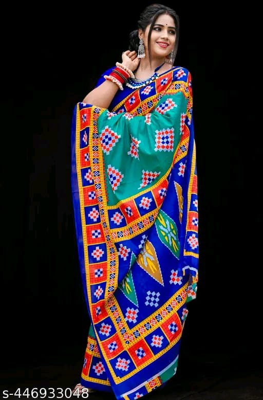 SM Women Cotton Printed Saree Without Blouse