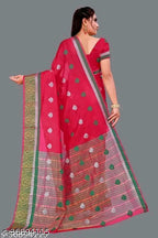 SM Women Cotton Saree with Matching Blouse