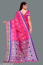 SM Women Cotton Saree with Matching Blouse