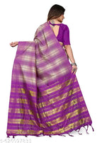 SM Women Cotton Blend Checked Saree with Solid Blouse