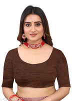 SM Women Cotton Blend Checked Saree with Solid Blouse