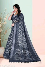 SM Women Cotton Linen Printed Saree