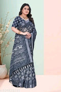 SM Women Cotton Linen Printed Saree