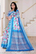 SM Women Cotton Linen Printed Saree