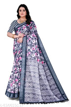SM Women Cotton Linen Printed Saree