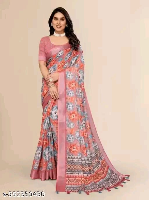 SM Women Linen Printed Saree