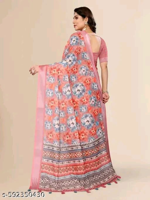 SM Women Linen Printed Saree