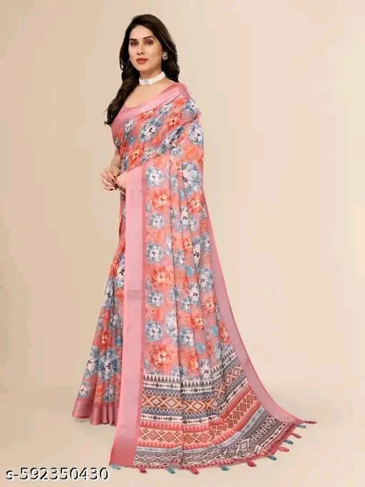 SM Women Linen Printed Saree
