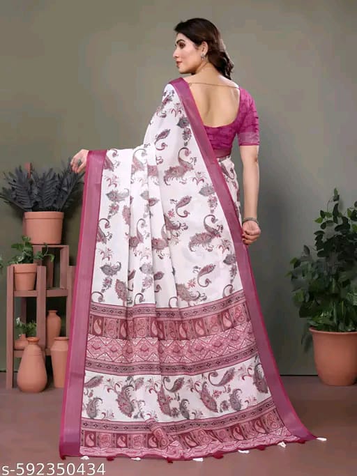 SM Women Linen Printed Saree