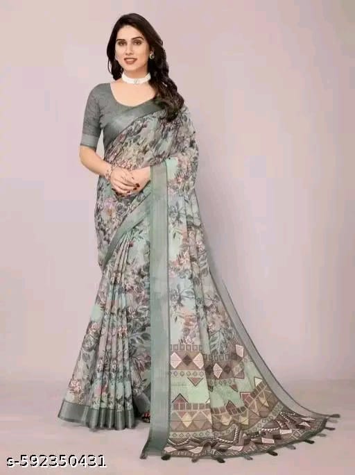 SM Women Linen Printed Saree