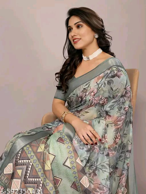 SM Women Linen Printed Saree