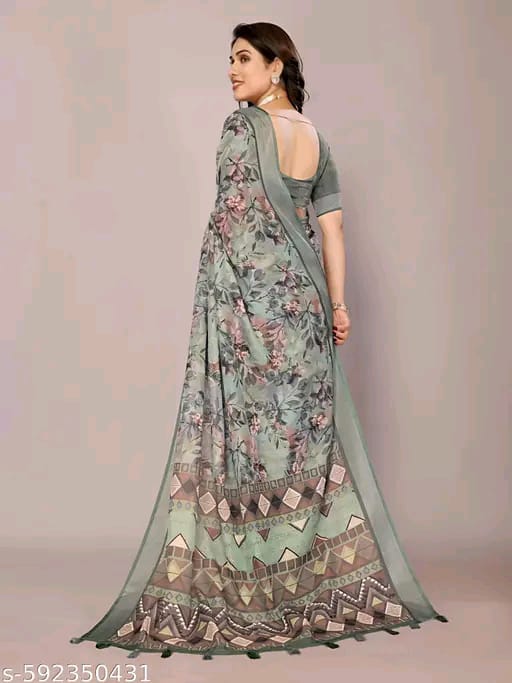 SM Women Linen Printed Saree