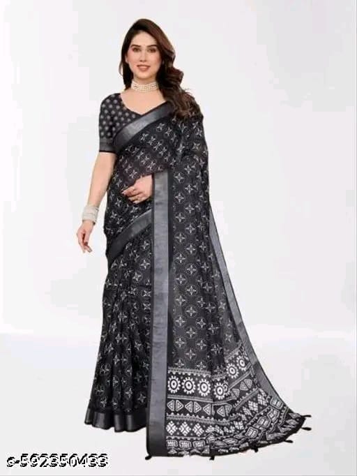 SM Women Linen Printed Saree