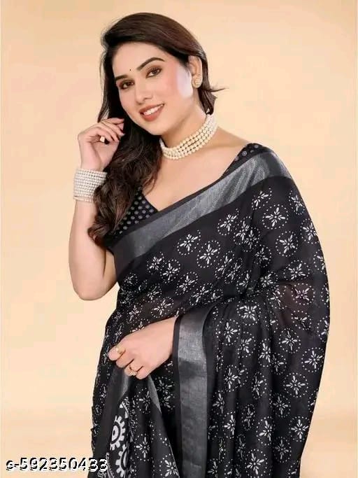 SM Women Linen Printed Saree
