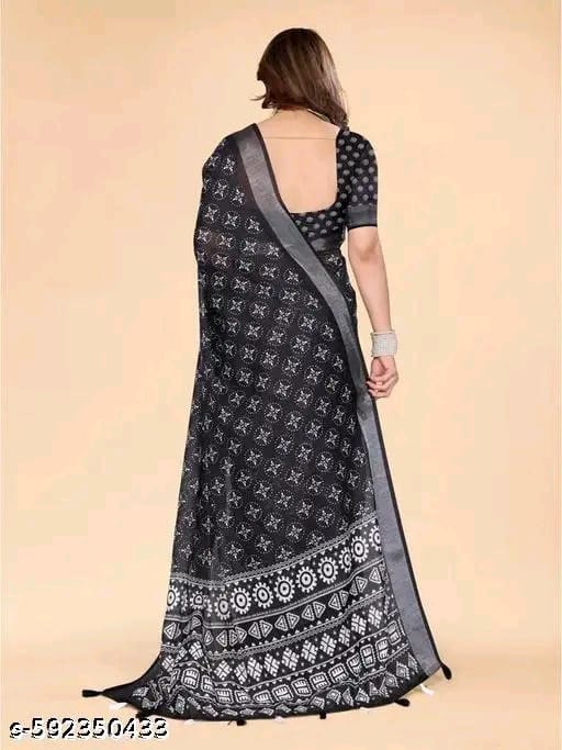 SM Women Linen Printed Saree