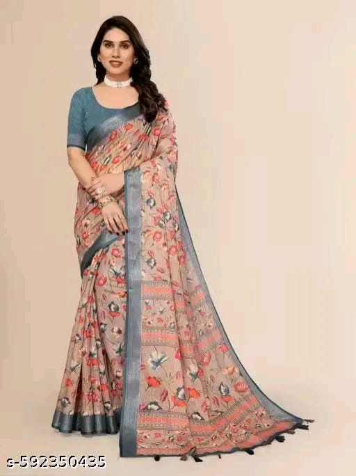 SM Women Linen Printed Saree