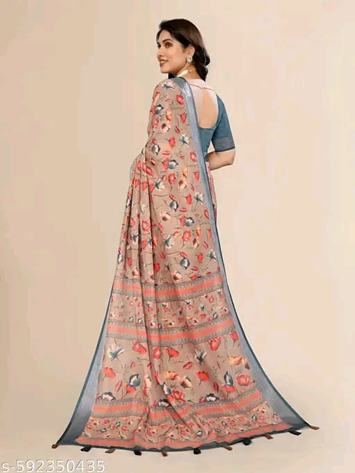 SM Women Linen Printed Saree
