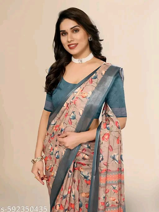 SM Women Linen Printed Saree