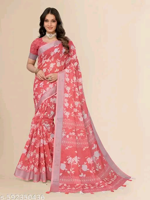 SM Women Linen Printed Saree