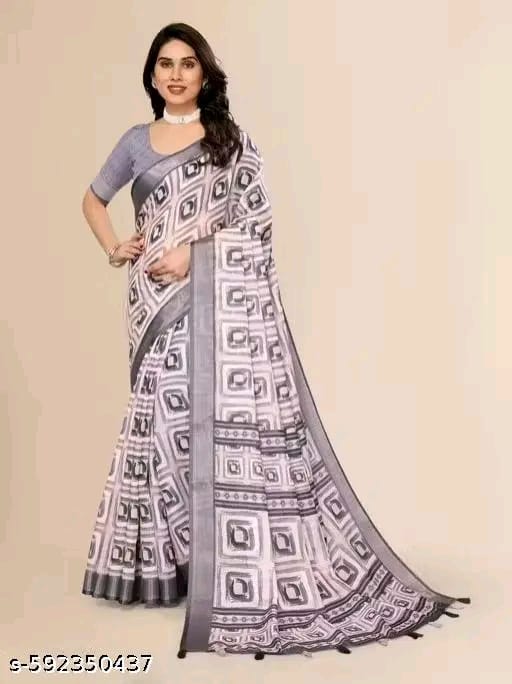SM Women Linen Printed Saree