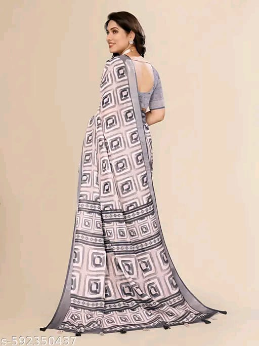 SM Women Linen Printed Saree