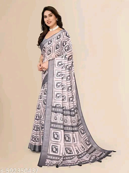 SM Women Linen Printed Saree