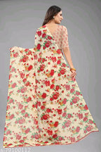 SM Women Chiffon Printed Saree