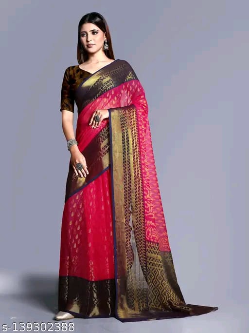 Women Chiffon Zari Woven Saree