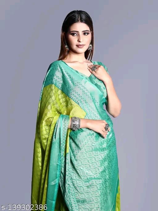 SM Women Chiffon Zari Woven Saree