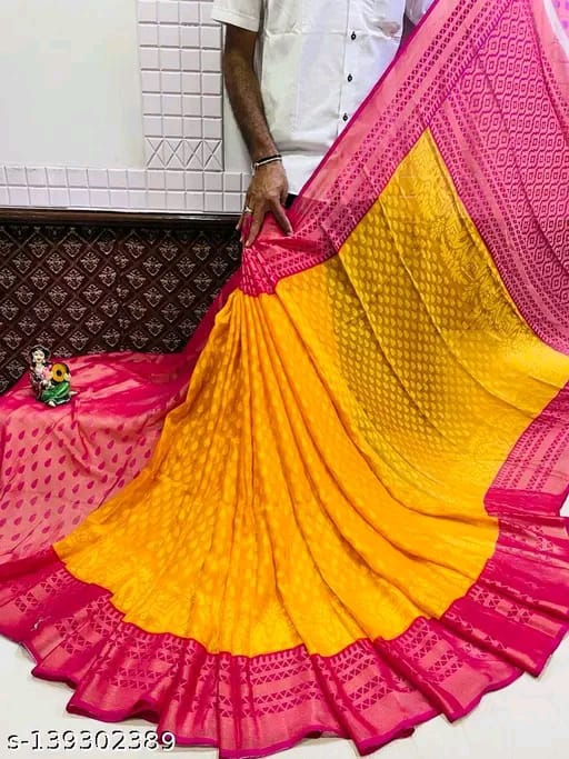 SM Women Chiffon Zari Woven Saree