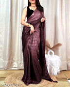 SM Women Chiffon Embellished Ready to Wear Saree with Black Blouse