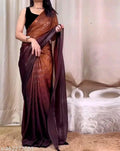 SM Women Chiffon Embellished Ready to Wear Saree with Black Blouse