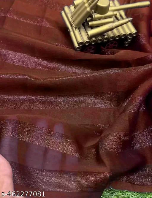 SM Women Chiffon Embellished Ready to Wear Saree with Black Blouse