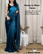 SM Women Chiffon Embellished Ready to Wear Saree with Black Blouse