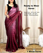 SM Women Chiffon Embellished Ready to Wear Saree with Black Blouse