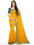 SM Women Chiffon Solid Saree