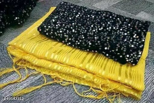 SM Women Chiffon Saree with Velvet Blouse