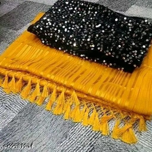 SM Women Chiffon Saree with Velvet Blouse