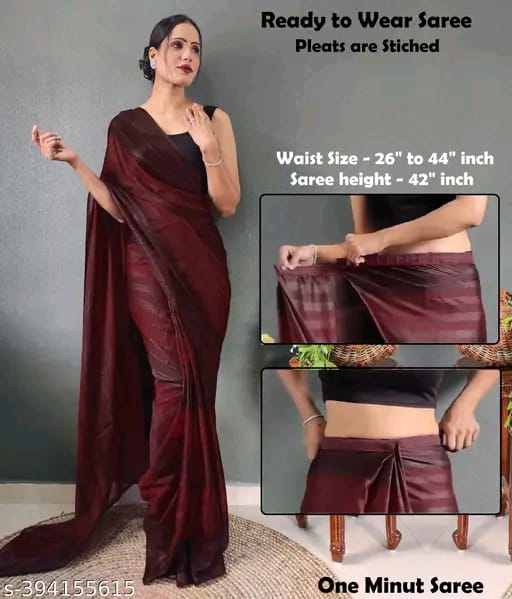 SM Women Chiffon Ready to Wear Saree with Black Blouse