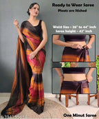 SM Women Chiffon Ready to Wear Saree with Black Blouse